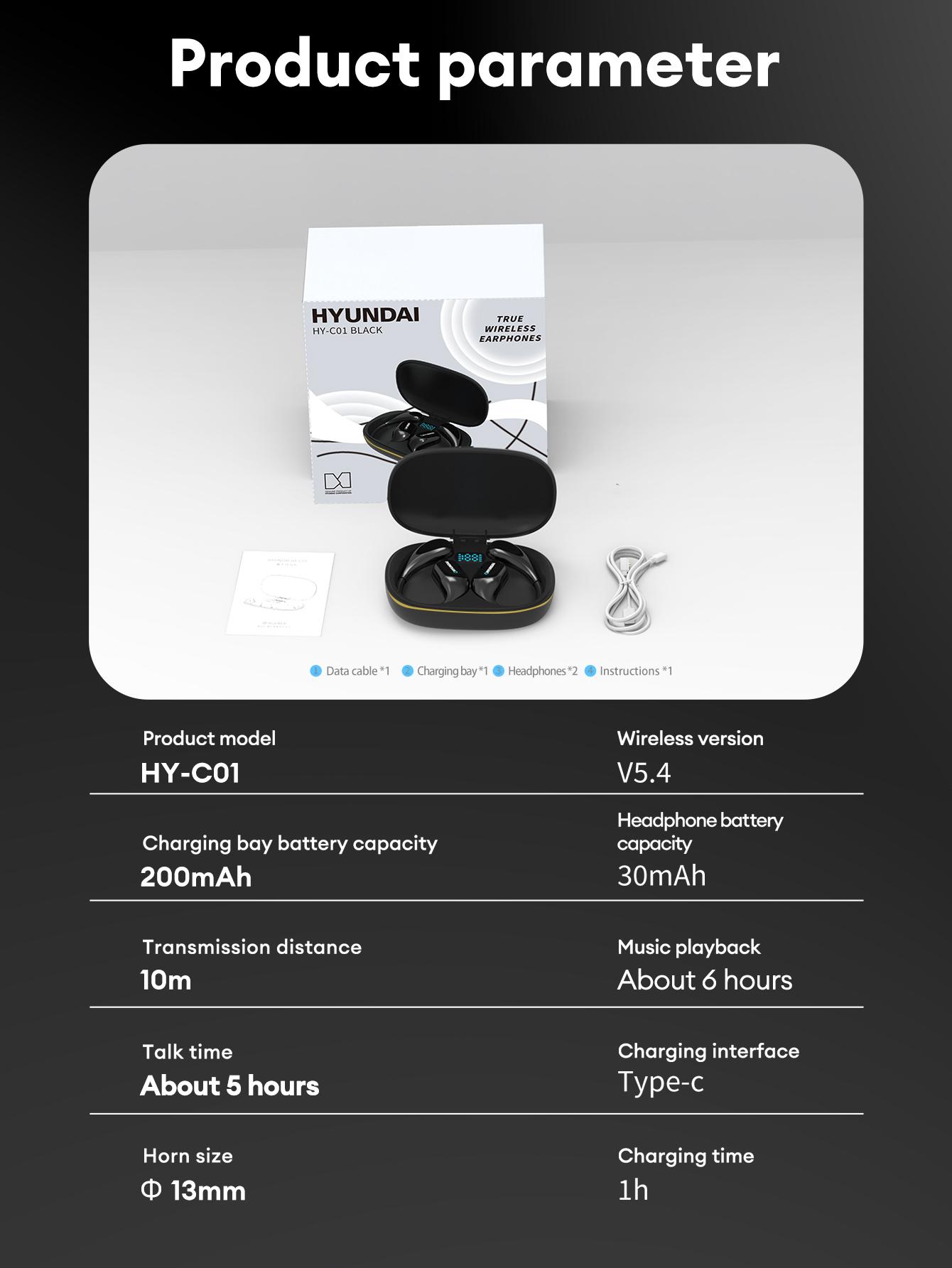 HYUNDAI C01 Wireless Translation Headphones with 2025 Bluetooth 5.4 for Faster, Stable Connection & Low Power Use, Supports 169‑Language Translation, Comfortable Non‑Inductive Wearing for Music & Phone Calls