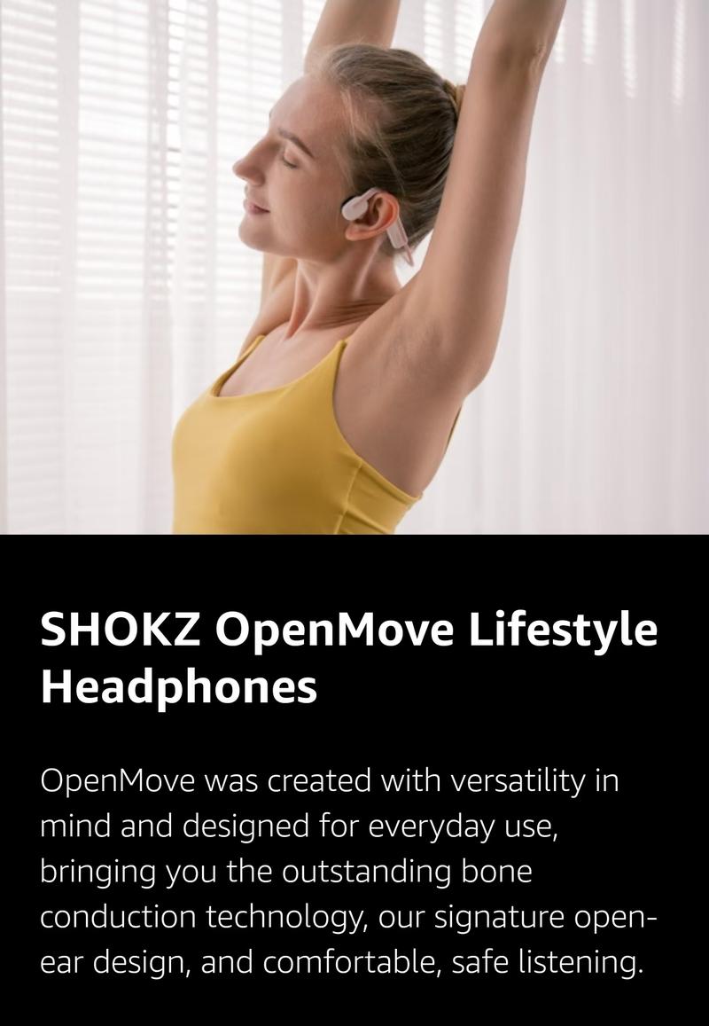 SHOKZ OpenMove - Open-Ear Bluetooth Sport Headphones, Bone Conduction Wireless Earphones, Sweatproof for Running and Workouts