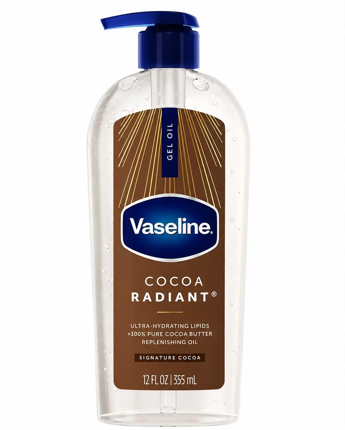 Vaseline body Gel oil cocoa Radiant pump 12floz moisturize Whole Body for dry dry skin Scented.