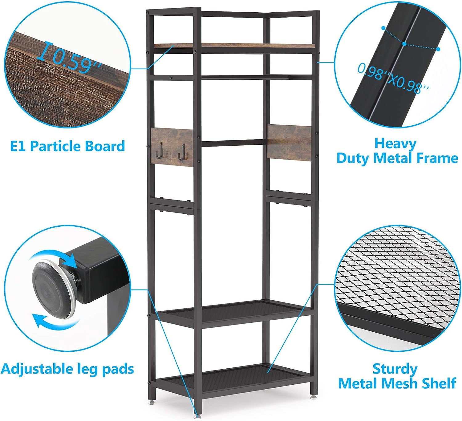 Tribesigns Industrial Small Clothes rack with shelves,freestanding closet organizer hanging closetorganizer Hangable