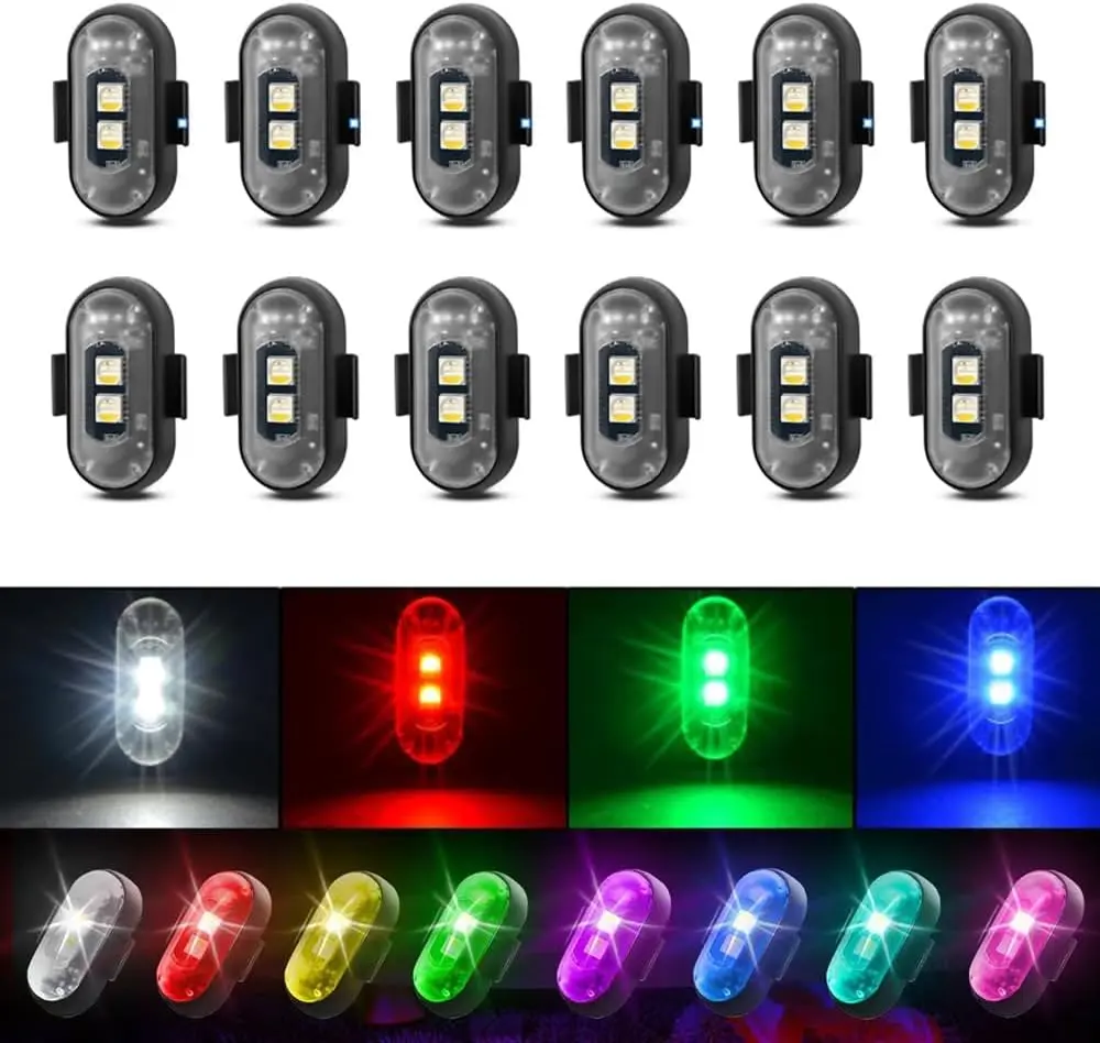 【SumerVibes】Wireless LED Strobe Rock Lights - Under Glow Emergency Warning Flash Lights, 4/8-Pack 8 Colors Remote Control USB Charing Waterproof Anti-Collision Light for Car Motorcycle eBike Drone Aircraft Decor household item