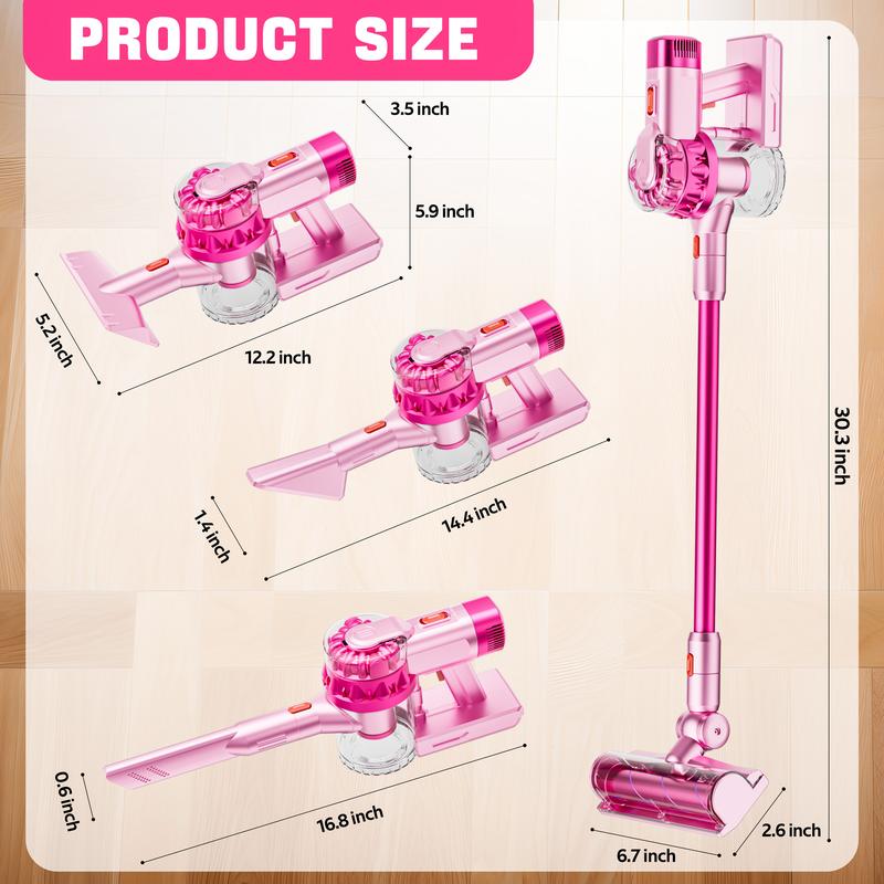 BLAXTEM 4-in-1 Kids Toy Vacuum Cleaner Set with Real Suction Interactive Fun for Toddlers 4 Attachments Auto Manual Mode Gift for 3-7 Year Olds