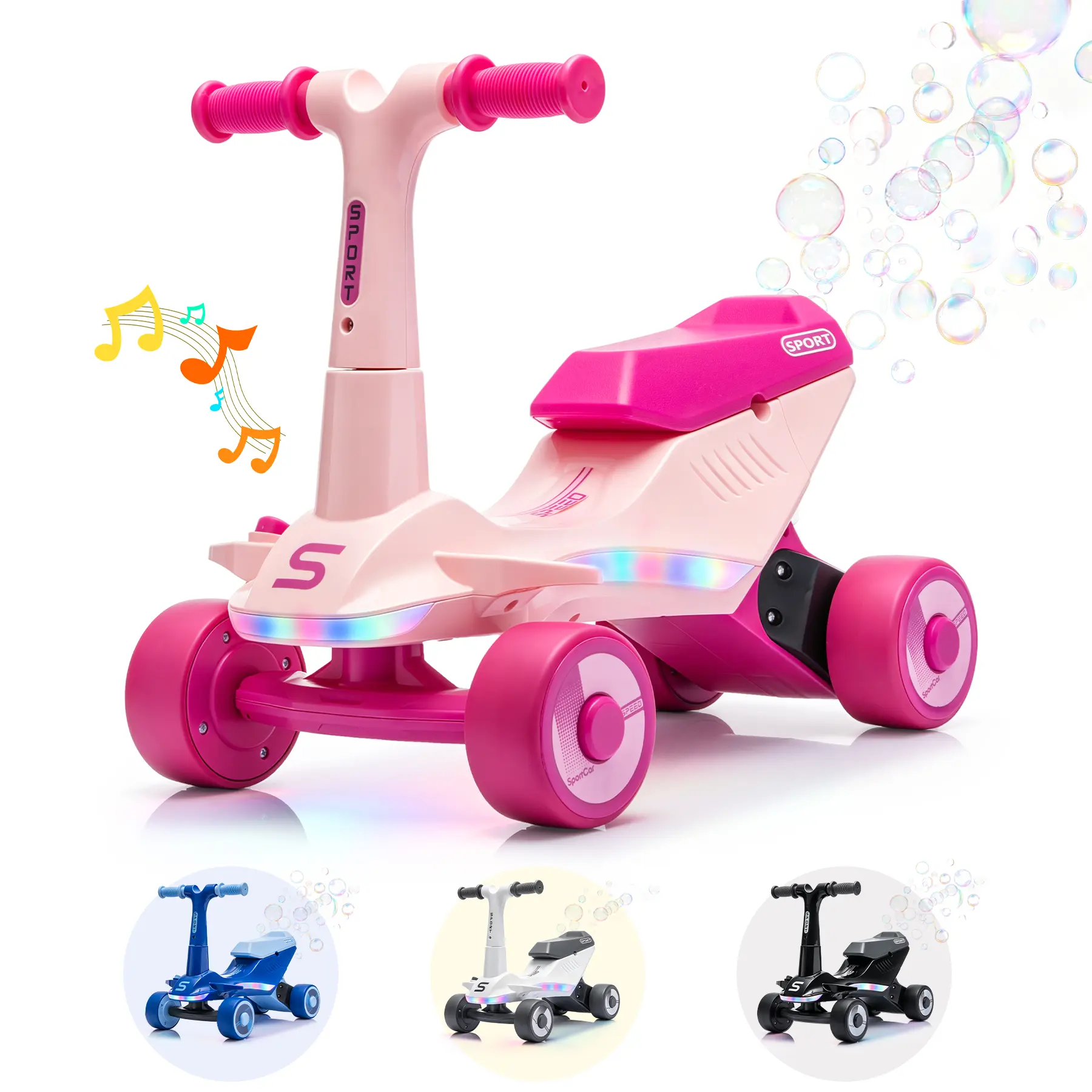 #backtoschool Bobike 6V Electric Toddler Friendly Baby Balance Bike - 2-in-1 Kids Ride-On Toy with Bubble Machine, Sliding Function, Music, Lights, Vibration Sound, Indoor/Outdoor Use for 2-4 Year Olds, Modern Cool Gifts for Kids for Birthdays