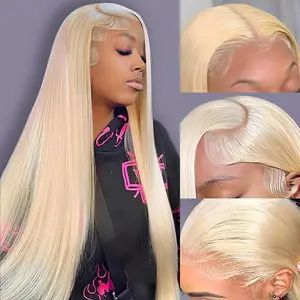 613 Lace Front Wig Human Hair Blonde 13X6 HD Transparent Lace Front Wigs Human Hair 180% Density Blonde Glueless Wigs 613 HD Straight Lace Frontal Wig 30 Inch