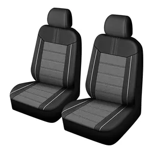 2Pcs Leather Car Seat Covers, Air Cool Mesh Design, Airbag Compatible Car Seat Covers Front Seats, Enhanced Comfort for Most Cars, SUVs, Vans
