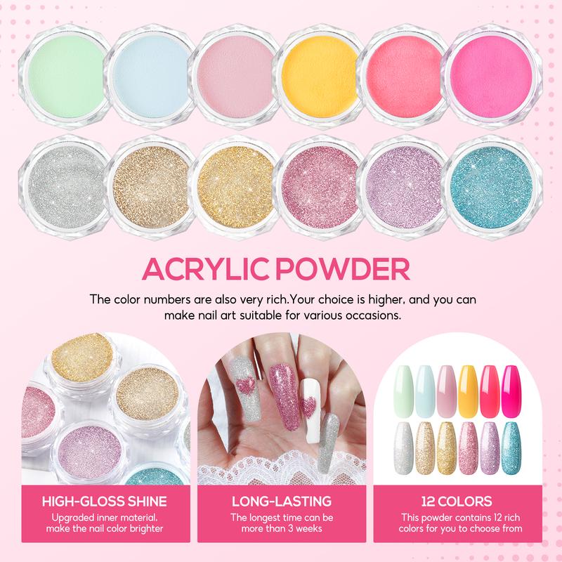 Acrylic Nail Kit for Beginners with Drill, U V Light, Professional Acrylic Powder Glitter, Rhinestones, and Nail Starter Kit for Women