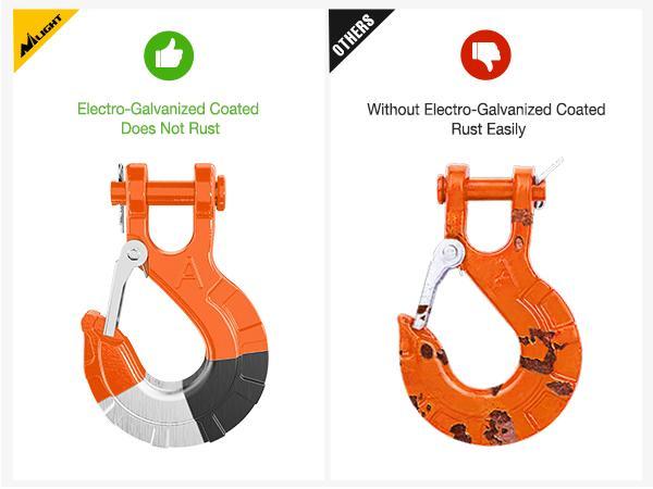 Nilight Forged Steel Winch Hook 3/8" Grade 70 Safety Latch Winch Cable Hook Stopper & Clevis Slip Hook Sets, Included Allen Wrench,Max 35,000 lbs