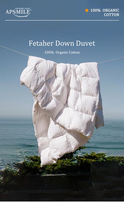 APSMILE Pure Cotton Feather Down Duvet Comforter Nature Duvet Insert All Season 100% Organic Cotton for Sweet Sleep