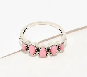American West Sterling Five Pear Gemstone Band Ring
