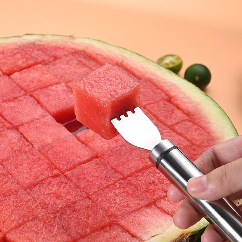 【2 Pack】Watermelon Fork Slicer,Watermelon Slicer Cutter,Watermelon Cube Cutting Tool, 2-in-1 Stainless Steel Fruit Cutter, Dual Head Fruit Forks Slicer Knife with Round Handle,Fruit Cutting Kitchen Utensils,Kitchen Gadgets,Portable Modern 【2 Pack】Watermelon Fork Slicer,Watermelon Slicer Cutter,Watermelon Cube Cutting Tool, 2-in-1 Stainless Steel Fruit Cutter, Dual Head Fruit Forks Slicer Knife with Round Handle,Fruit Cutting Kitchen Utensils,Kitchen Gadgets,Portable Modern