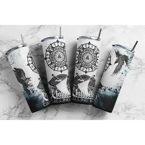 20 oz Vahalla Calling Me Stainless Steel Tumbler with Lid, Straw