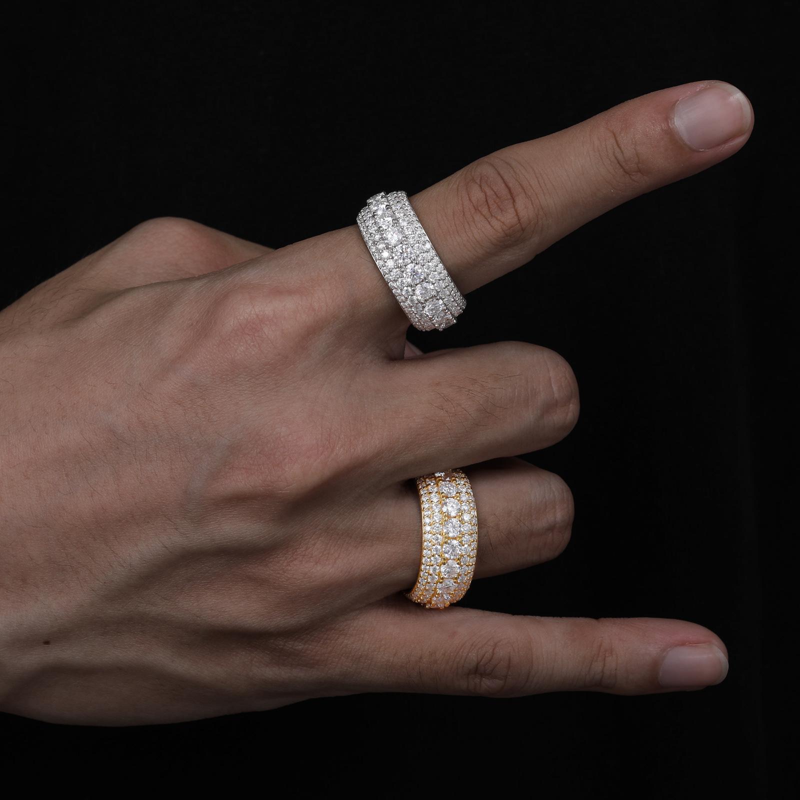 【#R60 】UCCIYO Lab-Created Moissanite Rings For Men Hip Hop Pave Setting S925 Sterling Silver Rings Hip Hop Jewelry FallFreshness