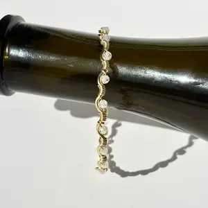 April Cubic Zirconia Birthstone Bracelet | Handmade Wire Wrapped Jewelry | Trendy Jewelry
