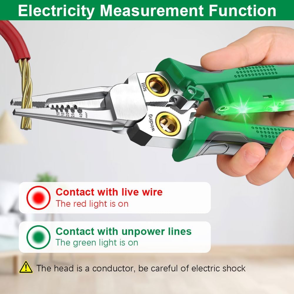 8 in 1 Wire Stripper with Voltage Tester, 2025 Upgrade Multi-function Stripping Tool for Cutting and Pulling Pliers, Electrician Repair Tool