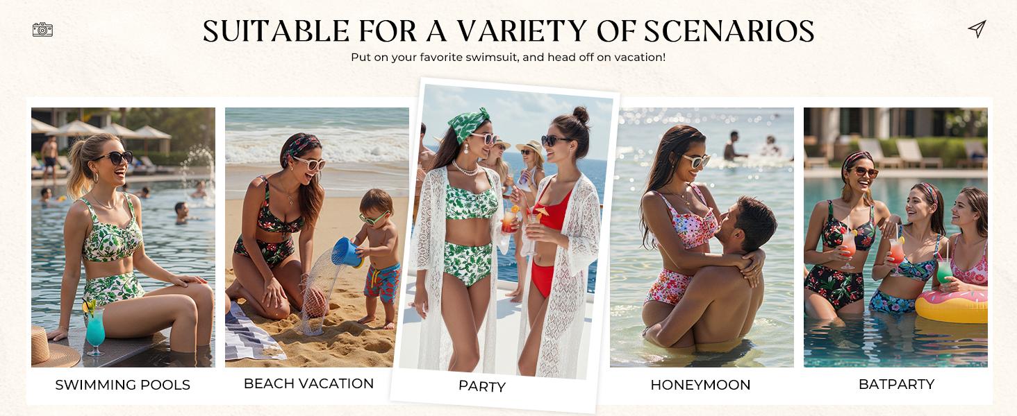 Hanna Nikole Modest Swimsuits for Women 2026 High Waisted Bikini Sets Tummy Control Tie Cut-Out Bathing Suits