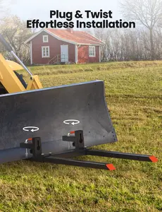 Garvee 152.4 cm Heavy-Duty Tractor Forklift Clamp with Adjustable Stabilizer Bar, Quick-Attach Bucket Fork for Tractor Loaders and Skid Steers, 4000 lbs Capacity