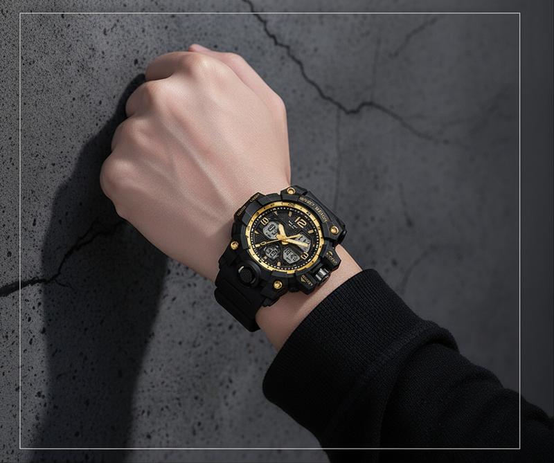 Men's Digital Sport Watch Water-Resistant Wristwatch with Dual Display for Outdoor Fitness Activities & Active Lifestyles,Christmas gift