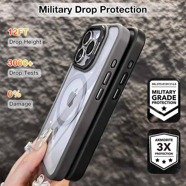 PuyaTeya Shockproof Camera Lens Protectors & Stand Protective Phone Case For iPhone 17 Pro Max cases 17/16/15/14/13/12 Pro/ProMax, MagSafe Durable Wireless Magnetic