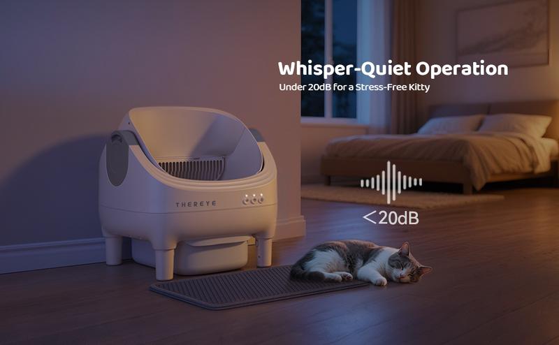 Thereye SC06 Open-Top Automatic Cat Litter Box, Self-Cleaning with App Control Wifi, Odor-Free Waste Disposal includes Trash Bags