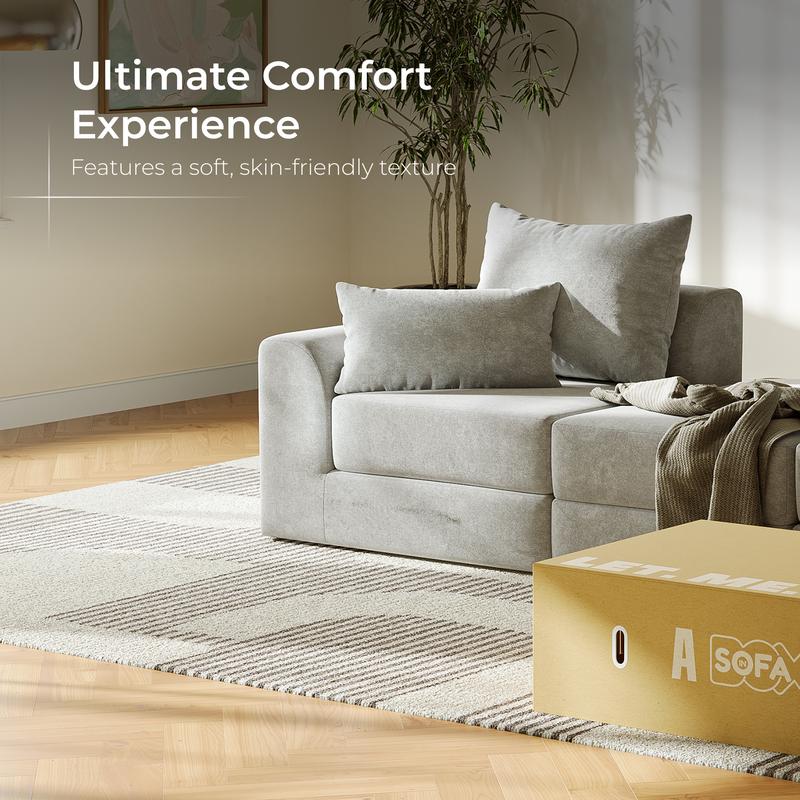 [New Year Deals] Modular loveseat with Ottoman, L-Shape Boneless Couch, Customizable Sectional Couch, Free Combination Design Sleeper Sofa,Gifts for the Whole Family: Husband & Wife, Mom & Dad