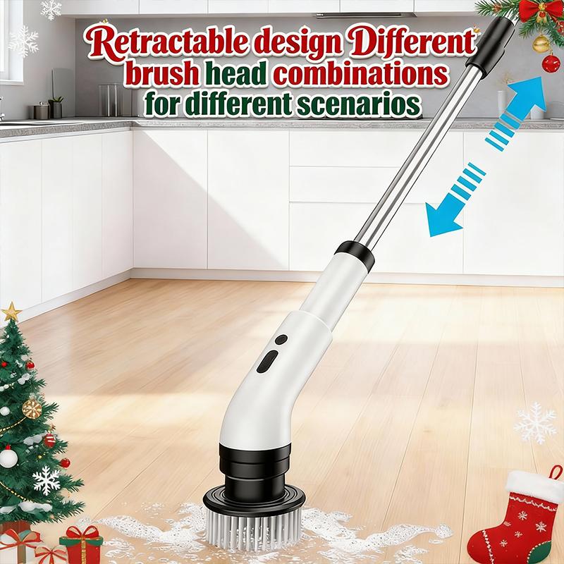 【Valentine's Day gift】HomeShine Electric Spin Scrubber Cordless Shower Scrubber lPX7 Waterproof Multi-Surface Cleaning Brush with 9 Brush Heads Long Battery Life Adjustable Speed Extendable Handle for Bathroom Kitchen Durable Cleaning Helper Utensils
