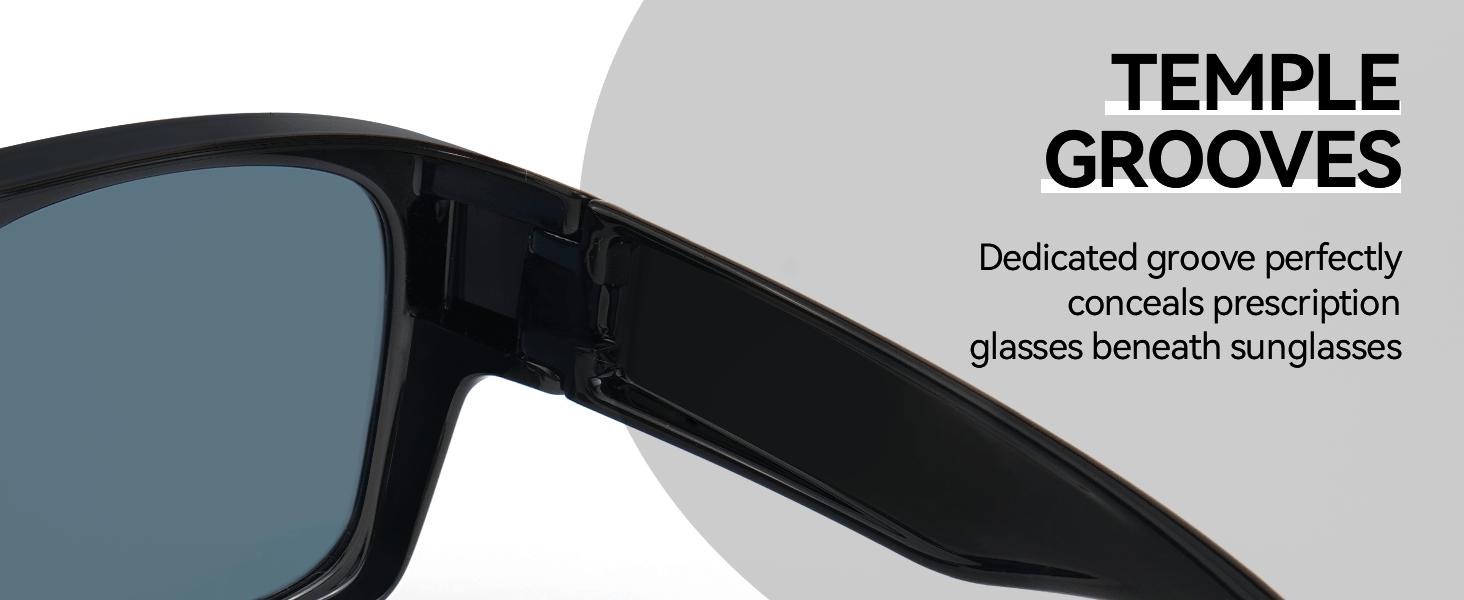 Meeloog Polarized Fit Over Sunglasses for Men & Women,Outdoor Fashion Rectangular Aviator Style, Lightweight & Flexible TR90 Frame, UV Protection Sunglasses Over Glasses ST0081 Functionality Coating Lens