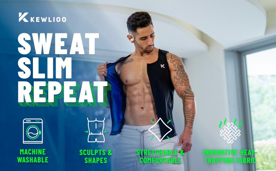 Kewlioo Men's Heat Trapping Zipper Sweat Vest for Gym, Fitness, Exercise