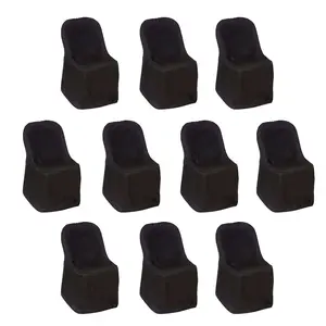 10 Pack Polyester Folding Chair Covers Black - Reusable Stain-Resistant Slip-On Covers for Weddings & Parties