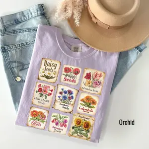 Comfort colors Vintage Gardening T-Shirt, Vintage Botanical Tee, boho floral garden seed Tshirt, sunflower T-shirt, Garden Lover Tee, daisy Tee