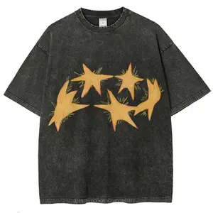 Circle Of Stars Unisex Vintage Washed Tee Oversized Shirt Natural Animal Planet Print Streetwear Colorful Loose Fit Casual Top 2026 New Arrival
