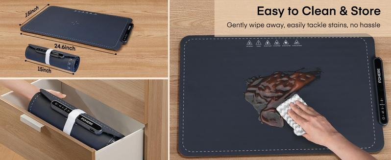 FOHERE Warming Mat for Food Full Surface Heating, 3 Modes, Electric Heating Tray, Keep Food Warm or Defrost, Suitable for Daily Home Use, Parties, Multifunctional, Rollable