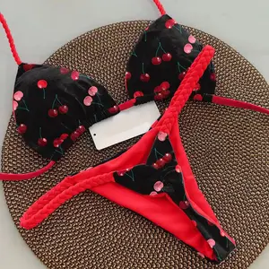 New Women's Bikini Split Print Swimwear Fashion G-string Beach Holiday