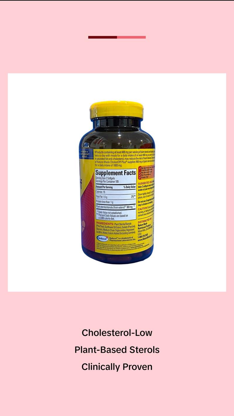 Nature Made CholestOFF Plus, 210 Softgels Supplement Healthcare Vitamin Edible Fitness Dietary