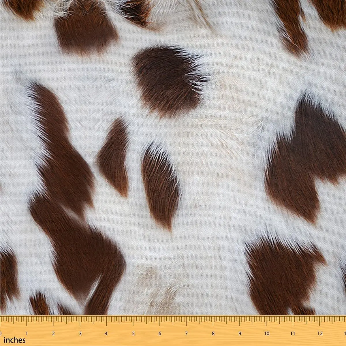 Feelyou White Brown Cow Fur Print Polyester Fabric by the Yard - Waterproof, Easy Cleaning, 5yd Rustic Farmhouse Abstract Cowhide Texture Fabric for Upholstery, Home Accents - Ideal for Craft-Loving Women, Indoor/Outdoor Use