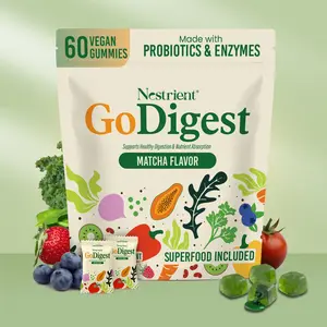 GoDigest Matcha Center-Filled Gummies | Enzymes + Probiotics | 3-in-1 Daily Gut Support | Vegan Gummies | For Men & Women