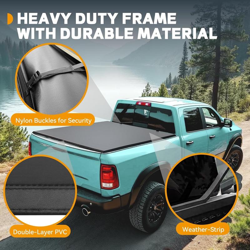 OEDRO Soft Roll Up Truck Bed Tonneau Cover Fit for Chevy Silverado/GMC Sierra 1500 New Body 2007-2025, Fit for Chevy Silverado/GMC Sierra 2500 3500 HD 2007-2019, with 6.6 ft Bed Without Multi-Flex Tailgate car protector
