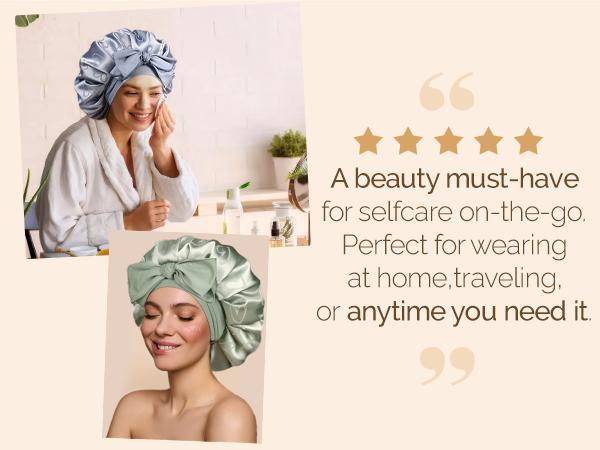 YANIBEST Double Layer Silk Satin Bonnet for Sleeping Women Printed Pattern Satin Bonnet with Tie Band for Women Curly Natural Hair Elastic Tie Band for Curly Hair Night Cap TikTokShopBlackFriday