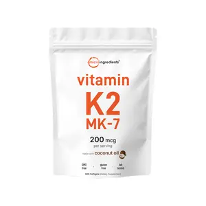 Micro Ingredients Vitamin K2 MK-7 Supplement, 200 mcg Per Serving, 300 Coconut Oil Softgles Micro Ingredients Vitamin K2 MK-7 Supplement, 200 mcg Per Serving, 300 Coconut Oil Softgles