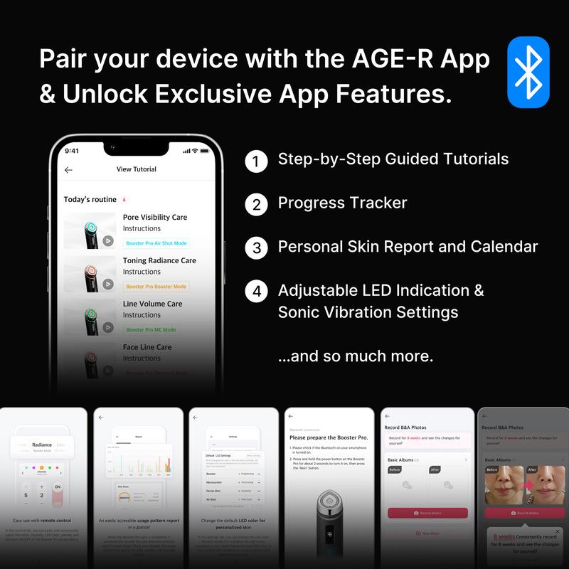 [LIVE Exclusive] [medicube] Booster Pro Black Bear Edition w/ SkincareㅣDeep Vita C Capsule Cream, Collagen Jelly Cream, Kbeauty Viral Glass Glow Device for Glowy Glass Skin Medicube