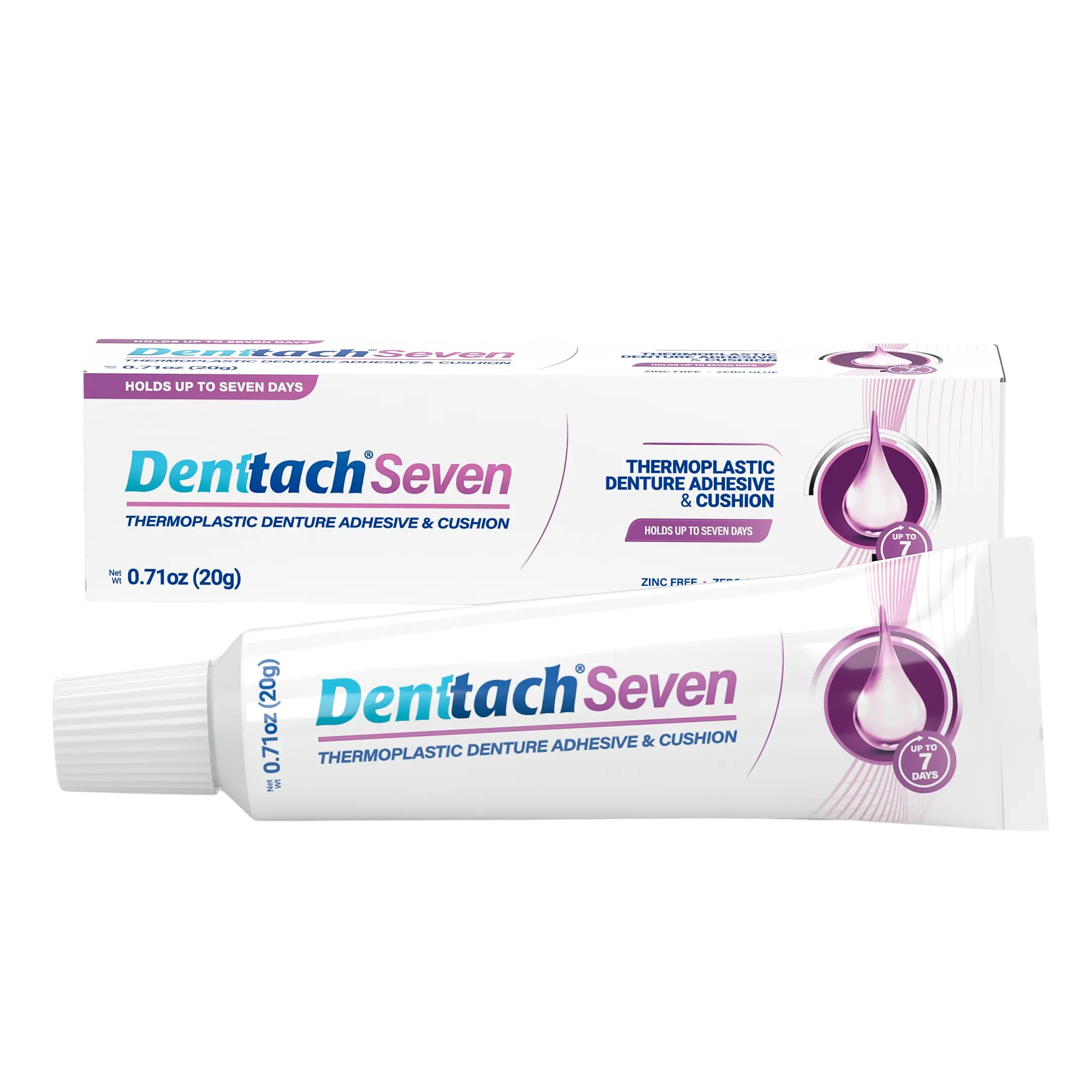 Denttach Seven Thermoplastic Denture Adhesive Soft Reline for Dentures .70 oz