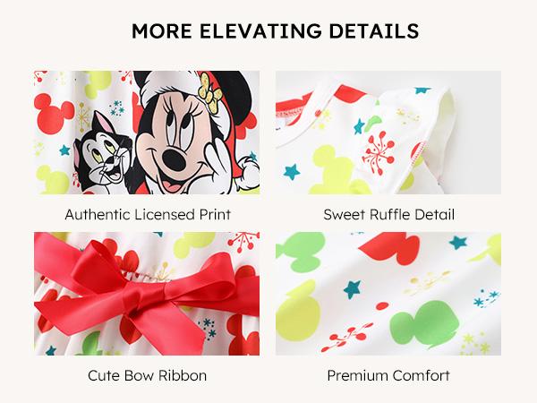 PatPat Disney Baby Girl Dress Mickey & Friends Print with Bow Holiday Outfit for Photos Festive Mickey & Friends Print Dress，easter