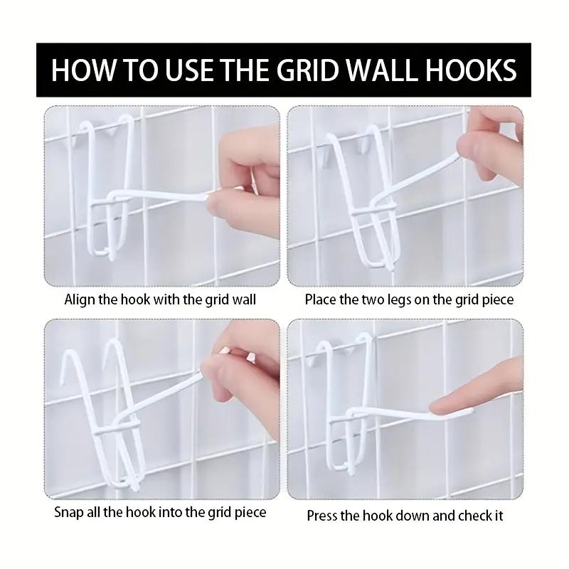 20/40pcs 4inch Grid Wall Hooks, Metal Pegboard Panels Hooks, Display Hook, Shelving Wall Hooks, Pegboard Pegs Board Tool, Space-Saving Tool Organizers For Kitchen, Home & Office Decoration, Jewelry Display Hooks, Black, White, 10cm/4in