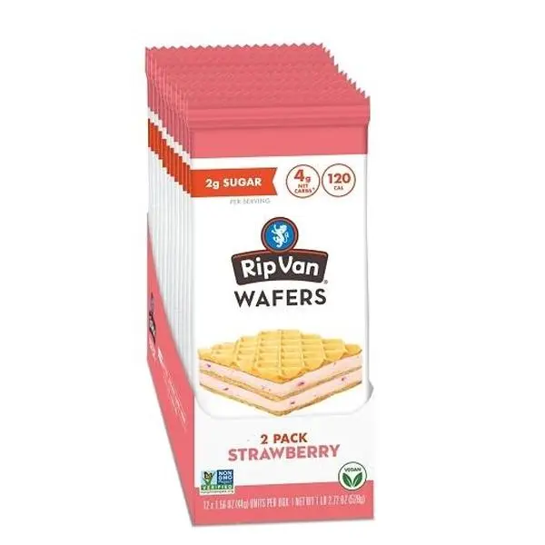 Rip Van Strawberry Wafer Cookies 2 Packs 1.56 oz 12ct Tray
