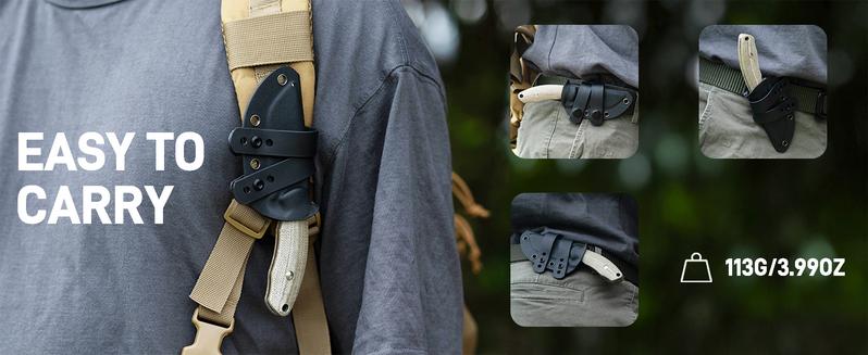 CJRB Mutt EDC Hunting Knife with AR-RPM9 Steel Balde and G10/Wood/Micarta Handle, Fixed Blade Knives for Outdoor Adventures,Camping and Hiking