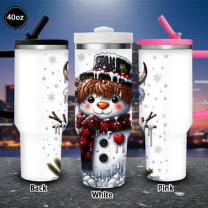 1 pc 40 oz adorable winter snowman tumbler with lid and straw, insulated travel mug, gift for women and men, ideal for Valentine’s Day, Easter, birthday gifts, iced/hot coffee cup