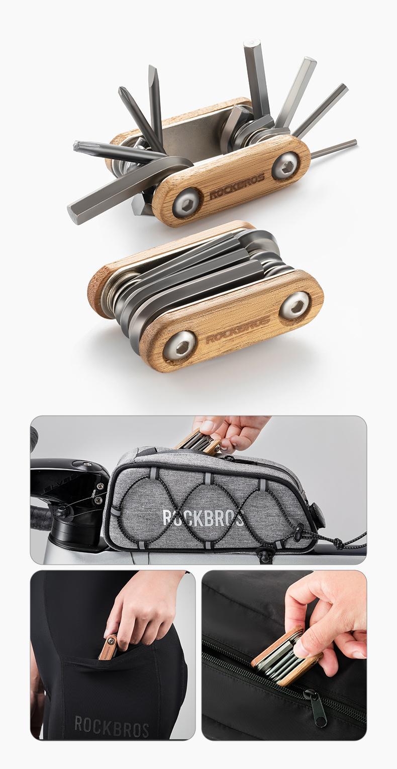 ROCKBROS  8-in-1 Bicycle Repair Tool Multi-functional Combination Interior Hexagonal Disassembly Maintenance Tool Portable Mountain Road Bike