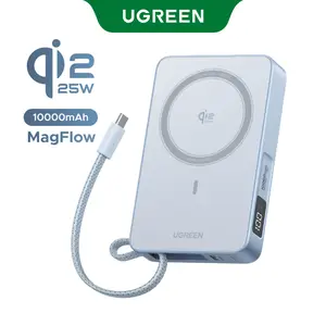 UGREEN MagFlow 10000mAh Power Bank Qi2 25W Certified Wireless Charging Magnetic Portable Charger for MagSafe with Built-in Cable 30W USB-C Battery Packfor iPhone17 Pro Max/Pixel 10 Pro XL,TikTokShopJumpstartSale