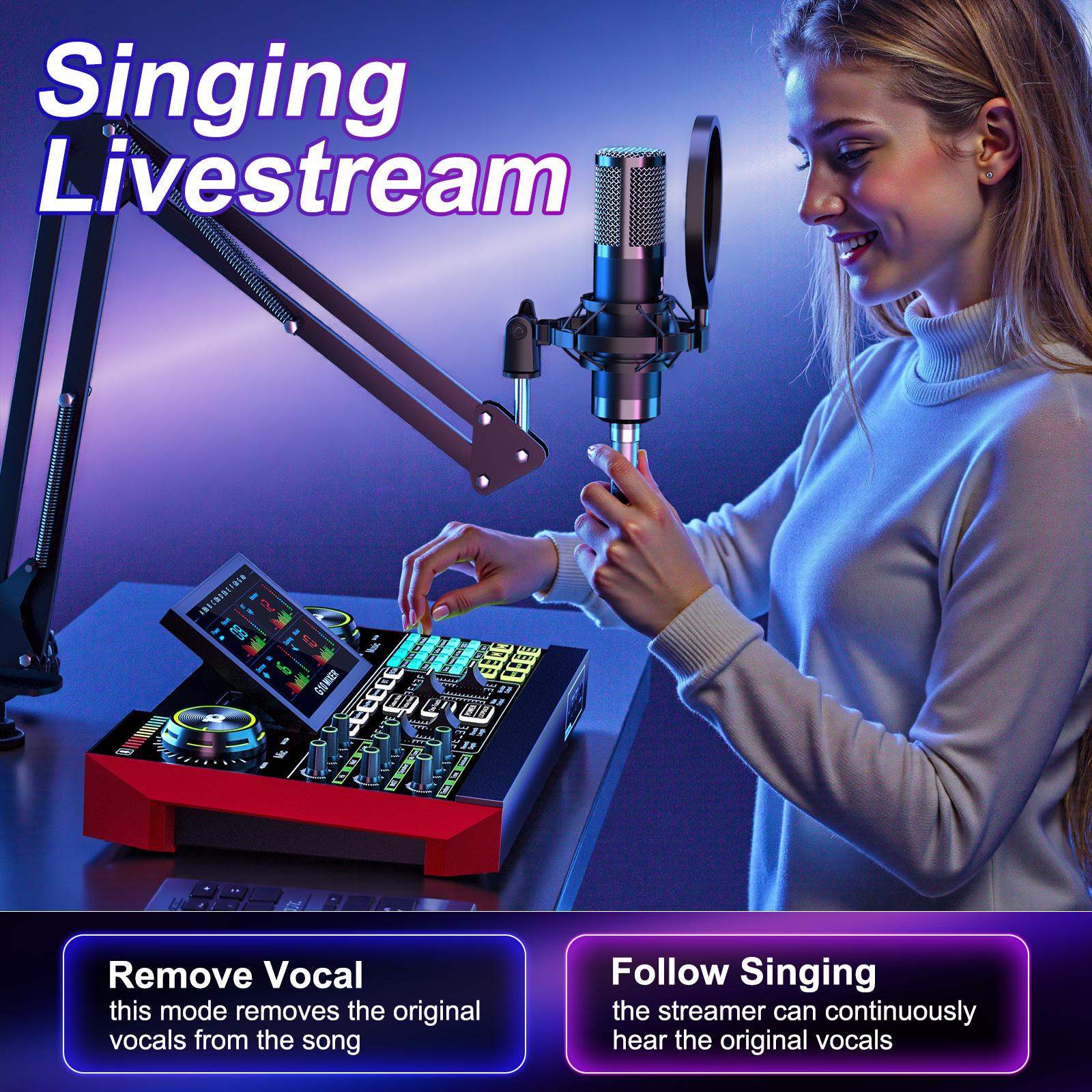 Tenlamp G10-P15 Cantilever Series Audio Mixer, Live Sound Card with XLR Microphone Connector, Professional Chipset, 48V Phantom Power Supply, One Touch Noise Reduction, One Touch Voice Change for Podcast,Recording,Vocal,Game Voice Tenlamp G10-P15 Cantilever Series Audio Mixer, Live Sound Card with XLR Microphone Connector, Professional Chipset, 48V Phantom Power Supply, One Touch Noise Reduction, One Touch Voice Change for Podcast,Recording,Vocal,Game Voice