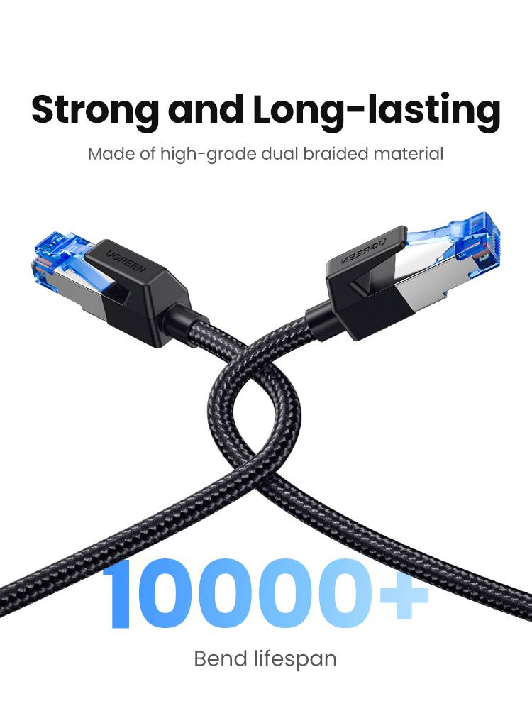 UGREEN Cat 8 Ethernet Cable 6FT, High Speed Braided 40Gbps 2000Mhz Network Cord Cat8 RJ45 Shielded LAN Cables Compatible for Gaming PC Modem Router Noise Streaming Networking Devices，TikTokShopBlackFriday ,TikTokShopHolidayHaul