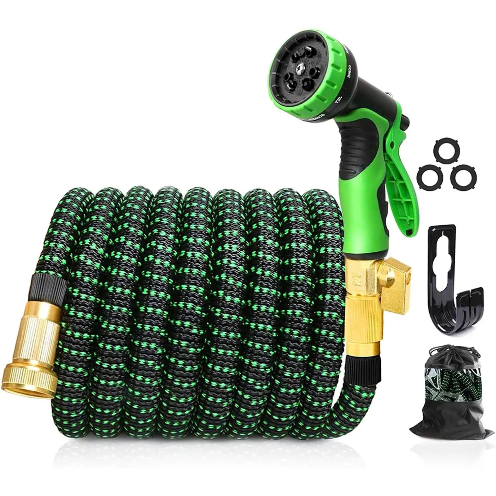 Retractable Garden Hose - 50/100FT Durable Model with 4X Strong Latex Tube, 3/4" Brass Fittings, Faucet Attachment, Adjustable Nozzle Head Watering Equipment, Storage Bag, Strong Stands Up to Outdoor Use, Ideal for Gardening, Retractable Hose, Durable Gar